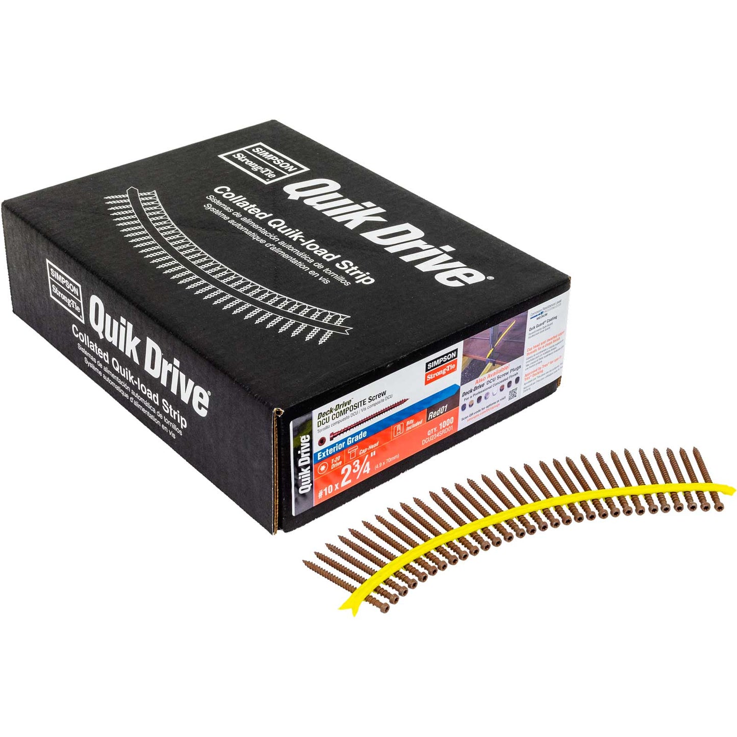 #10 x 2-3/4" Simpson Strong-Tie Quik Drive DCU Collated Composite Decking Screws - 305 Stainless Steel, Red 01, Pkg. 1,000