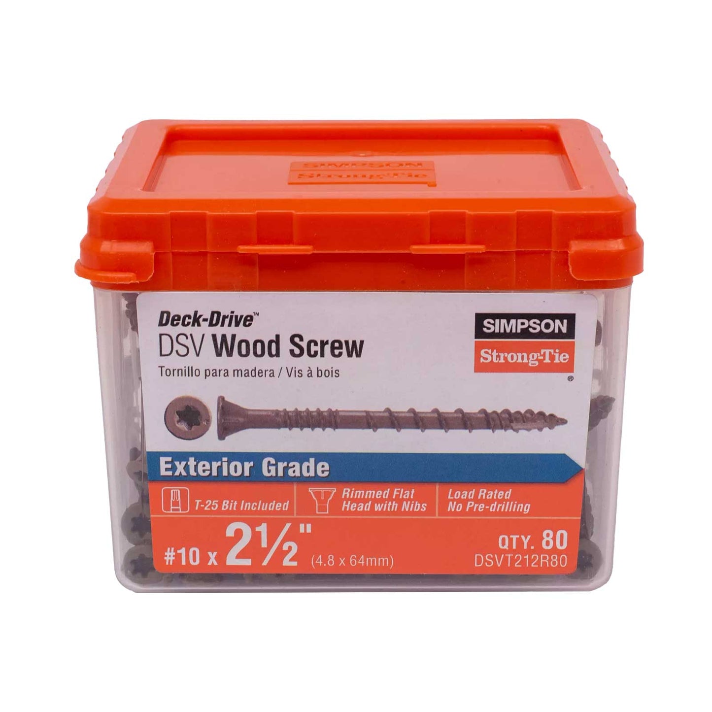 #10 x 2-1/2" Simpson Strong-Tie Deck-Drive T25 DSV Wood Screw - Quik Guard Coating, Tan, Pkg 80