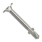 #10 x 1-7/16" Self-Drilling Wafer-Head Screw with Wings - 410 Stainless Steel
