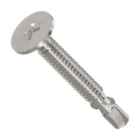 #10 x 1-7/16" Self-Drilling Wafer-Head Screw with Wings - 410 Stainless Steel
