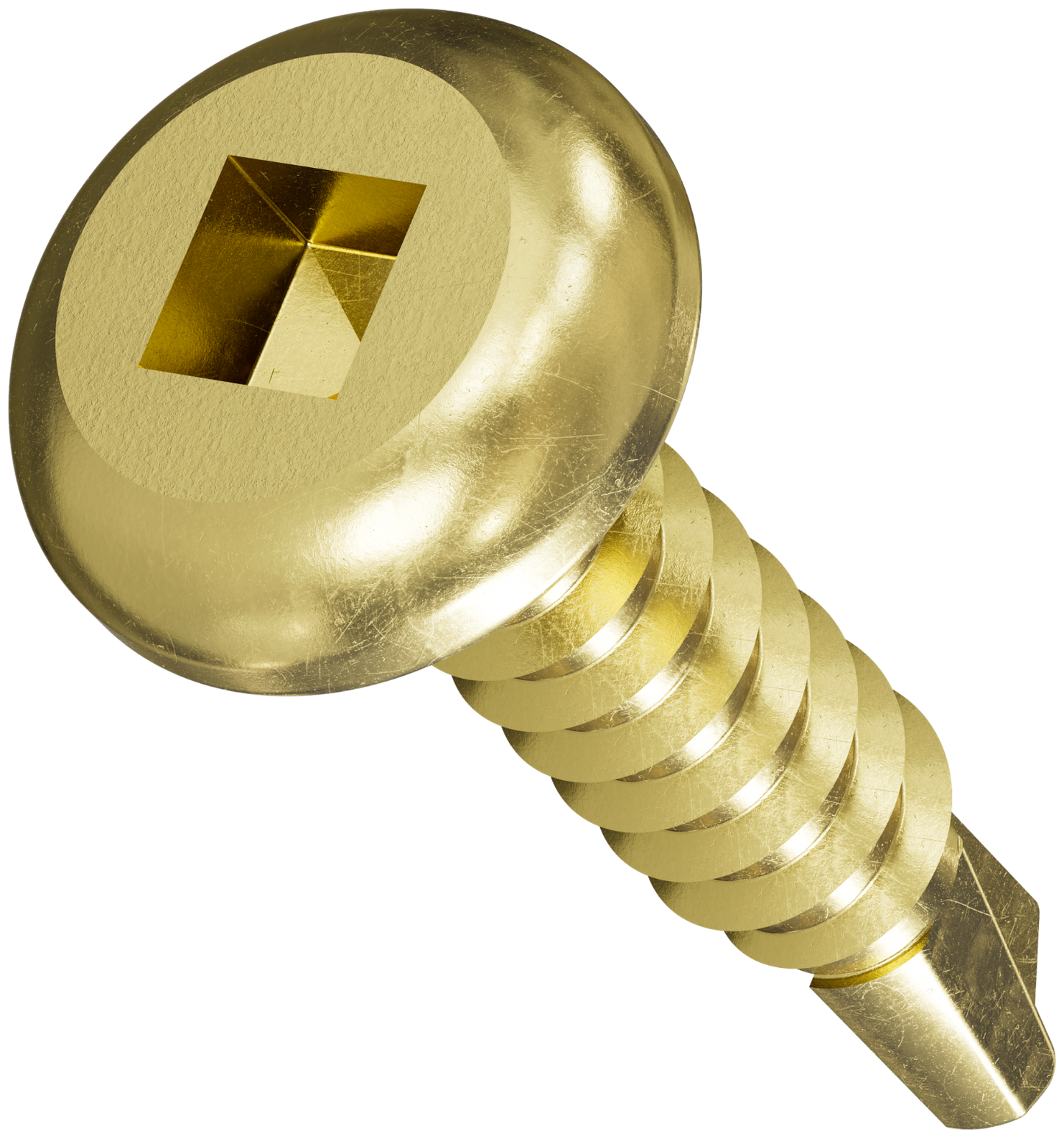Gold screw on a white background