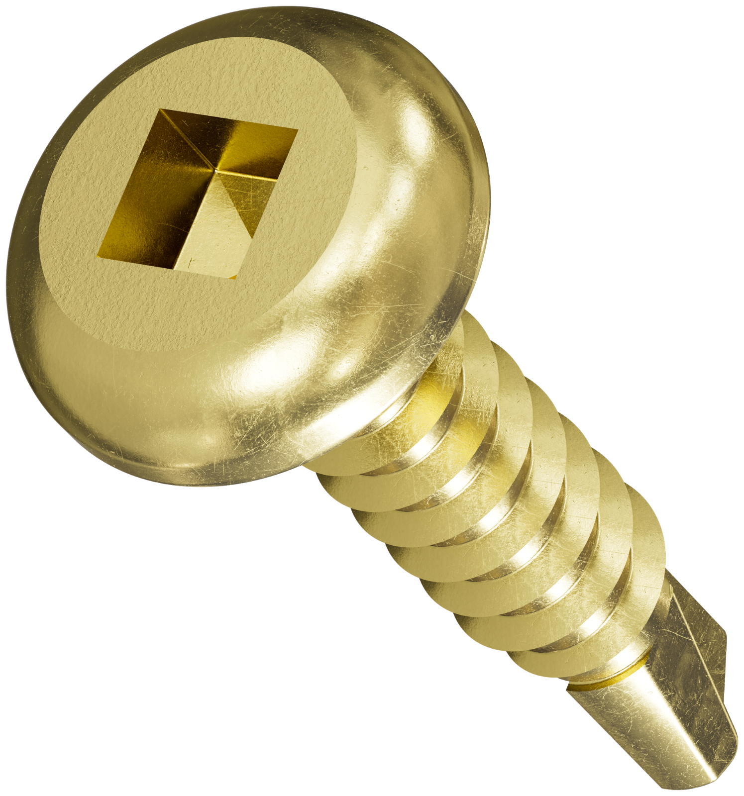Gold screw on a white background