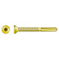 Gold-colored screw on a white background