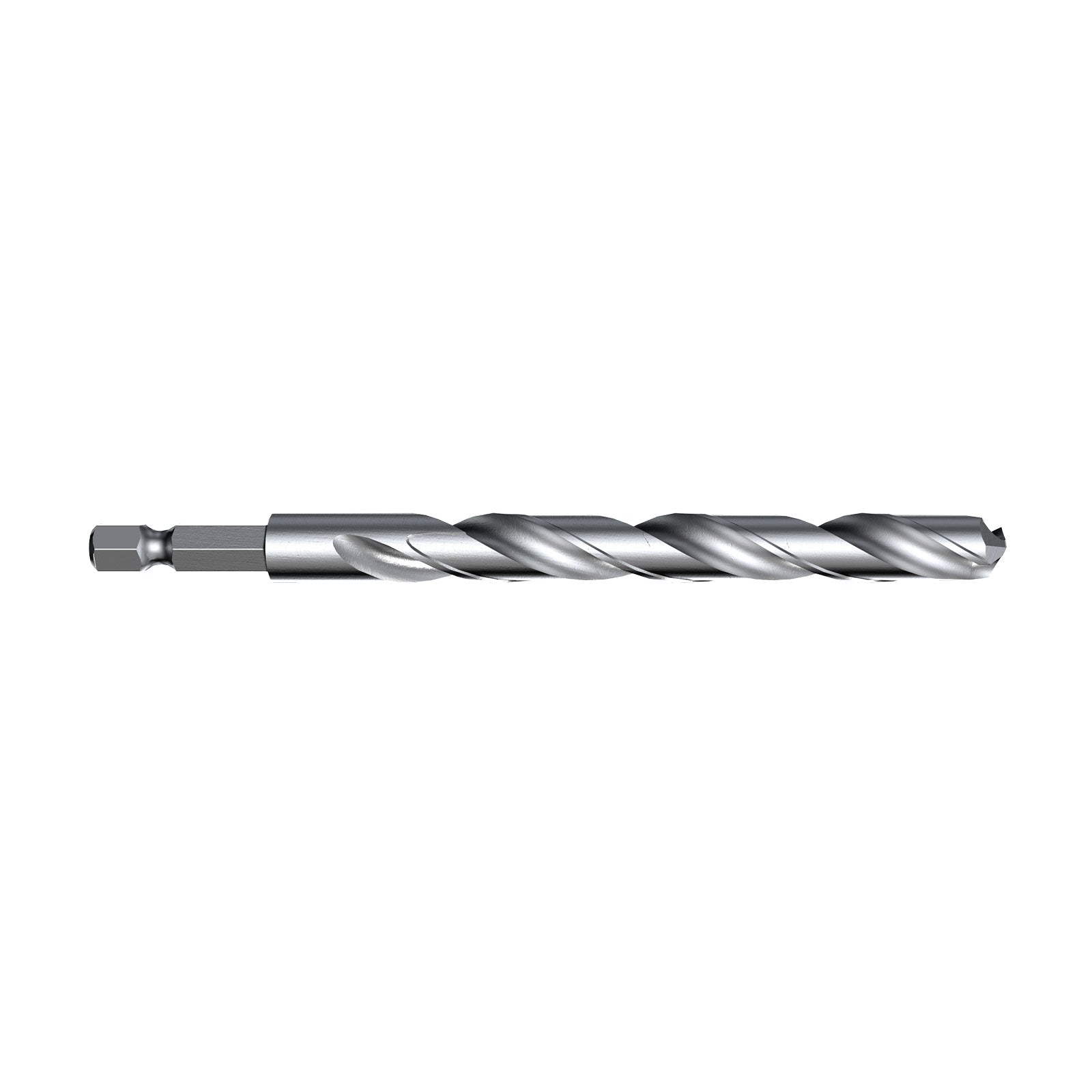 Metal drill bit on a white background