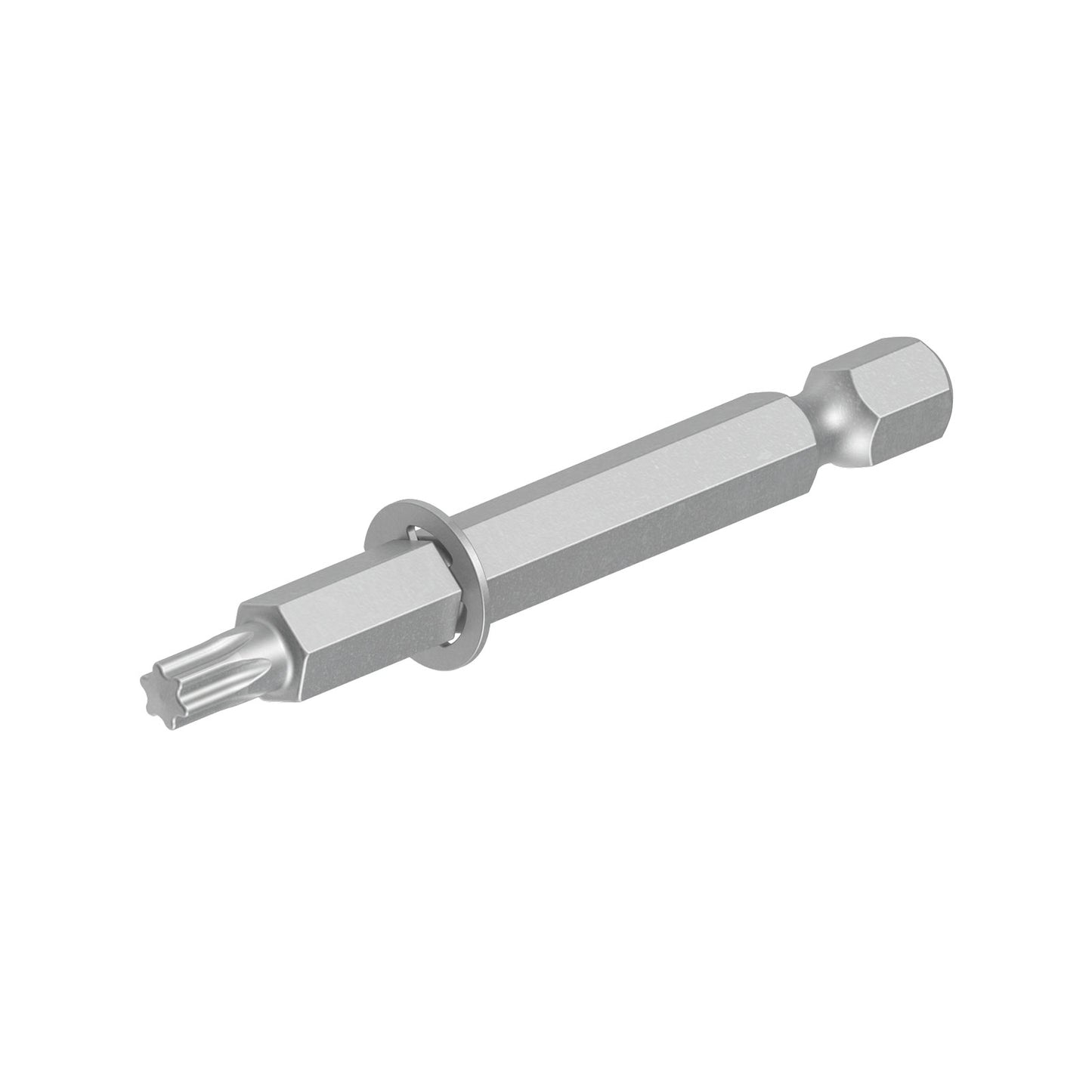 Metal drill bit on a white background