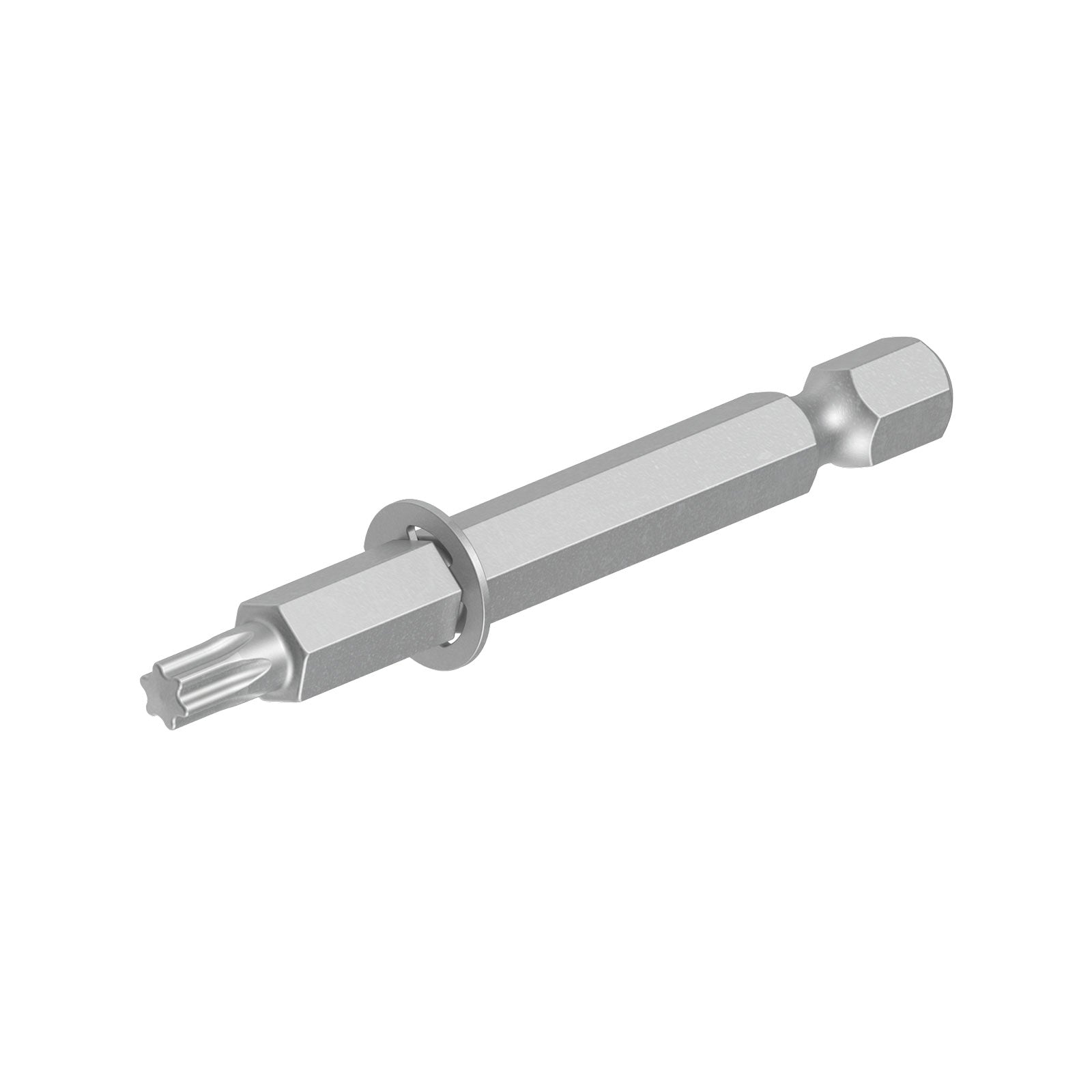 Metal drill bit on a white background