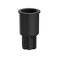 Black plastic component on a white background