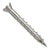 Metal screw with a threaded shaft and spiked head on a white background