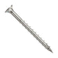 Metal screw with threading on a white background