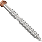 Metal screw with a wooden head on a white background