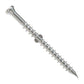 Metal screw with threading on a white background