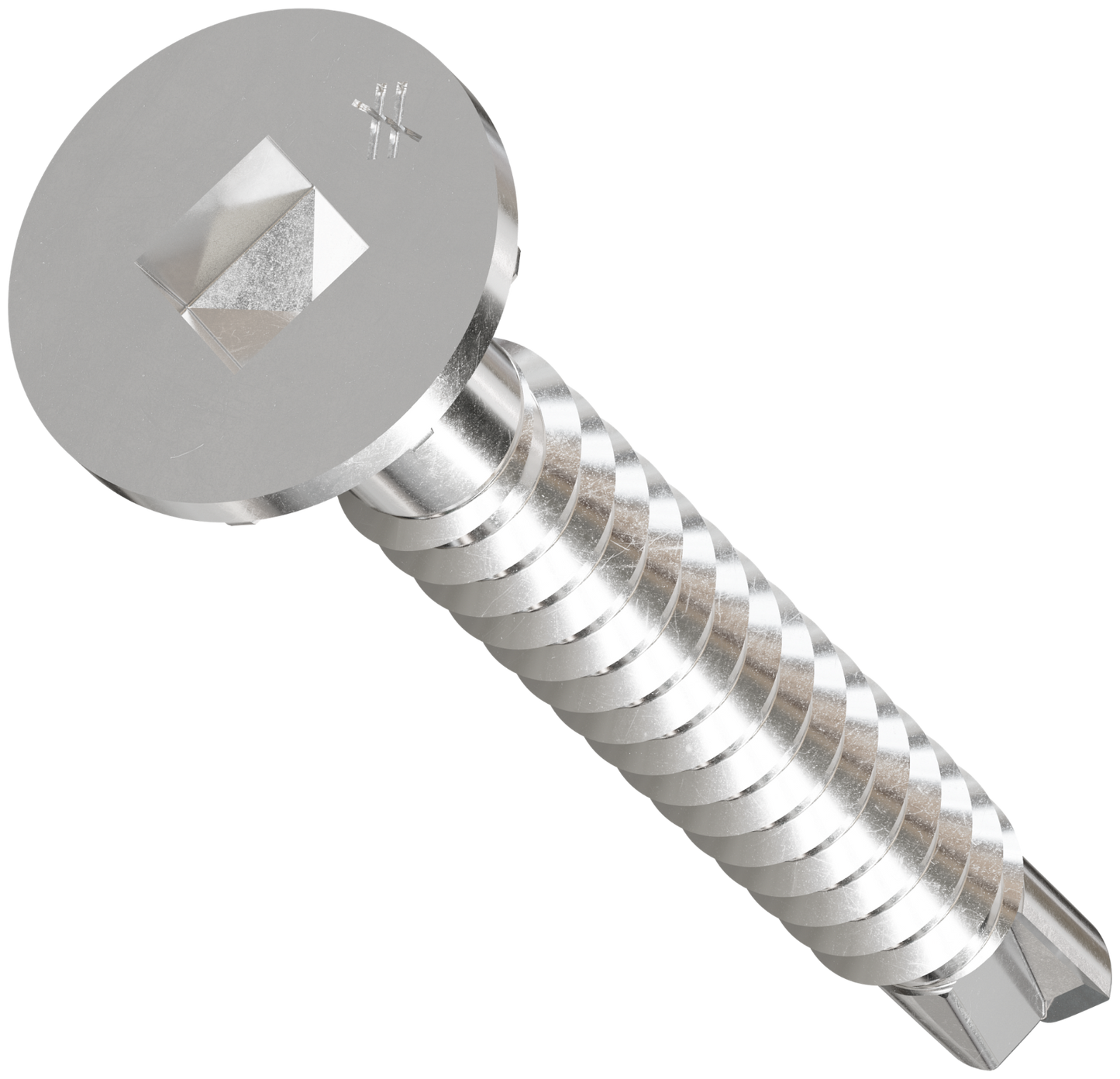 Metal screw on a white background