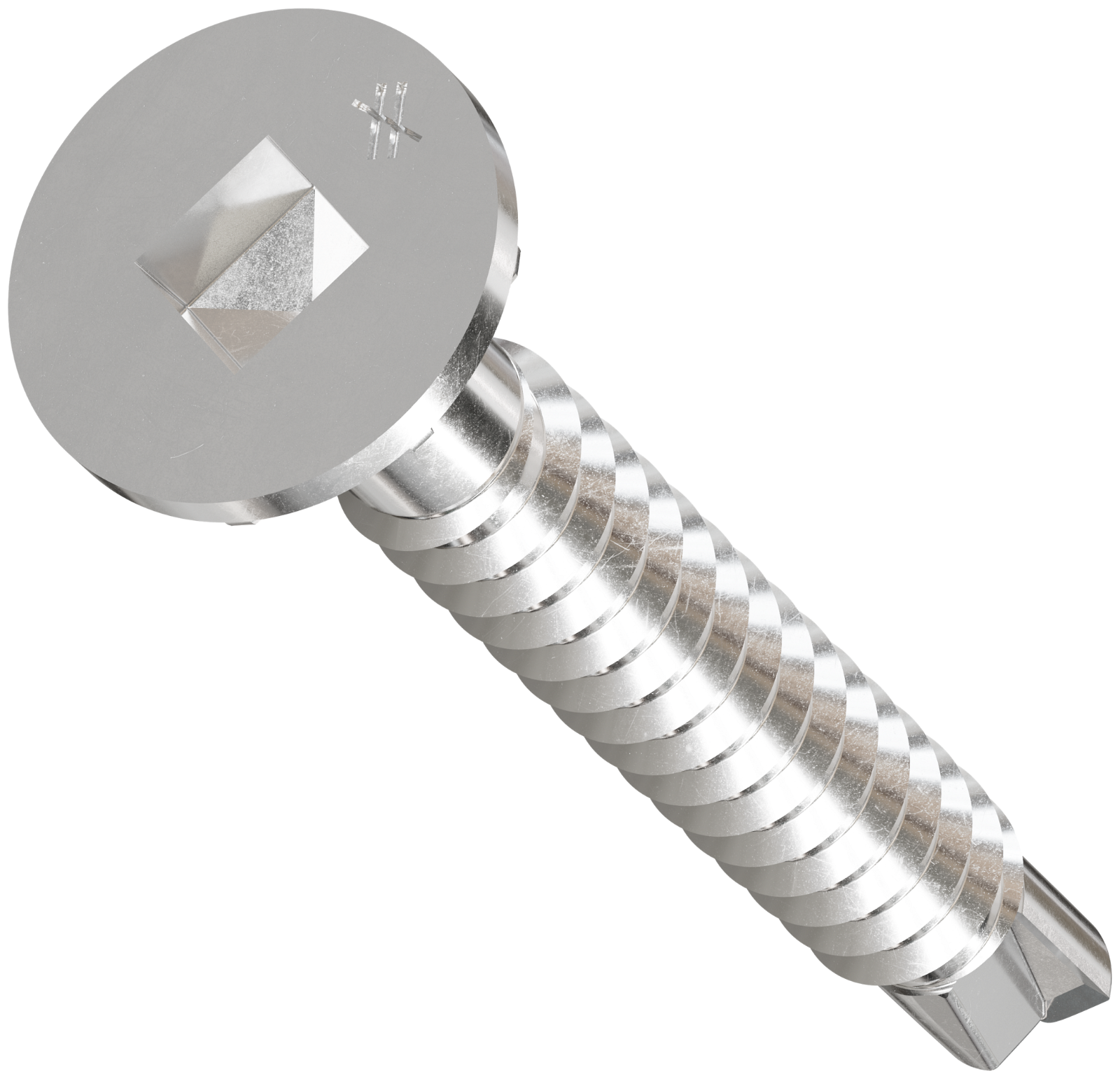Metal screw on a white background