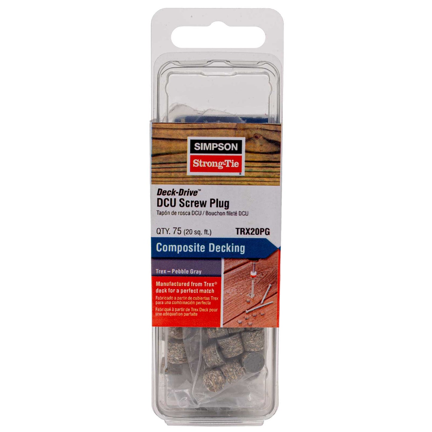 Simpson Trex Composite Deck Screw Plug, Pebble Gray, Pkg 75