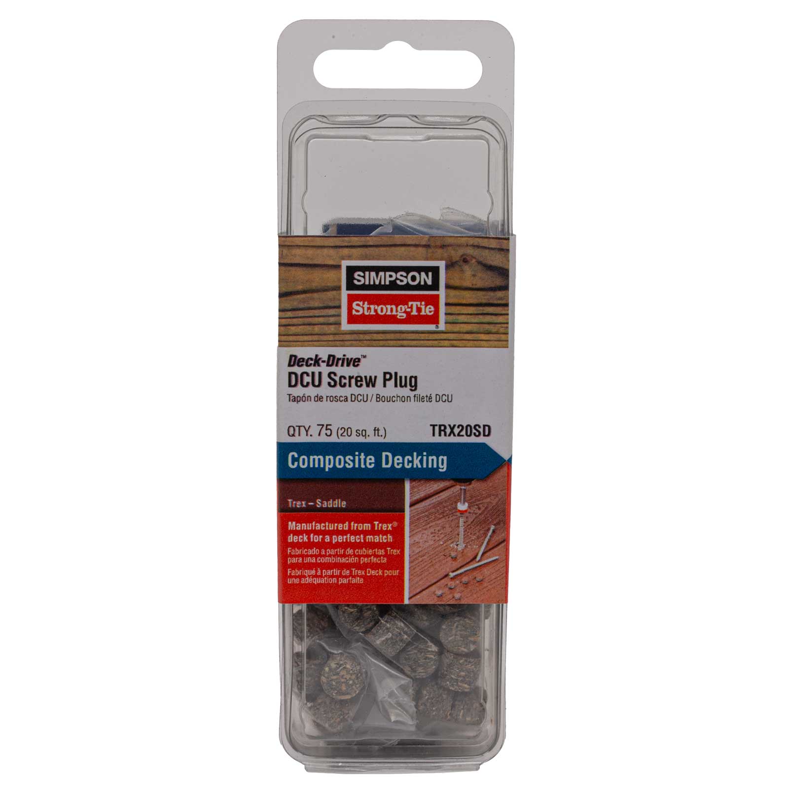 Simpson Trex Composite Deck Screw Plug, Saddle Brown, Pkg 75