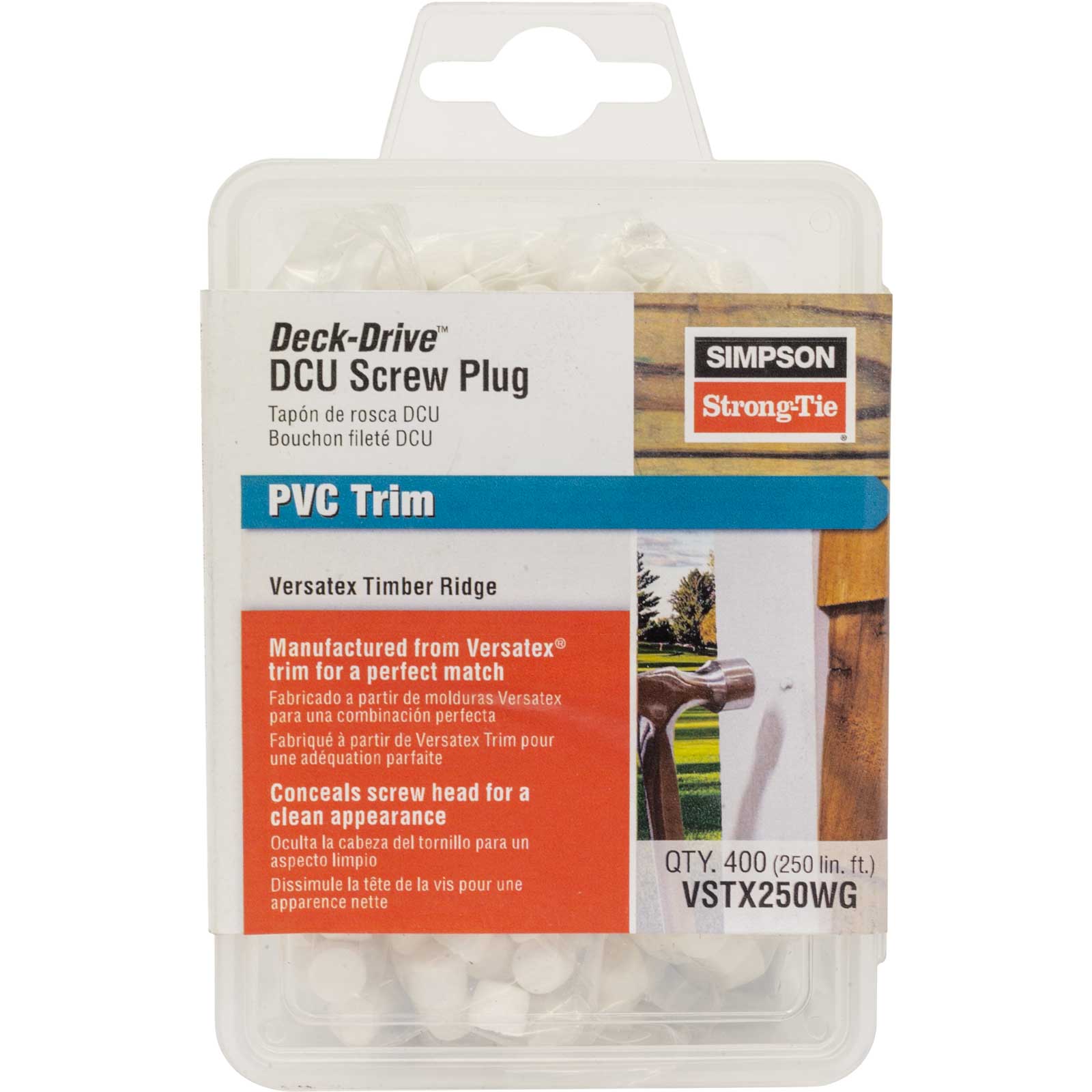 Simpson Versatex PVC Trim Screw Plug, Timber Ridge, Pkg 400
