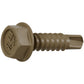 Brown screw with hex head on a white background