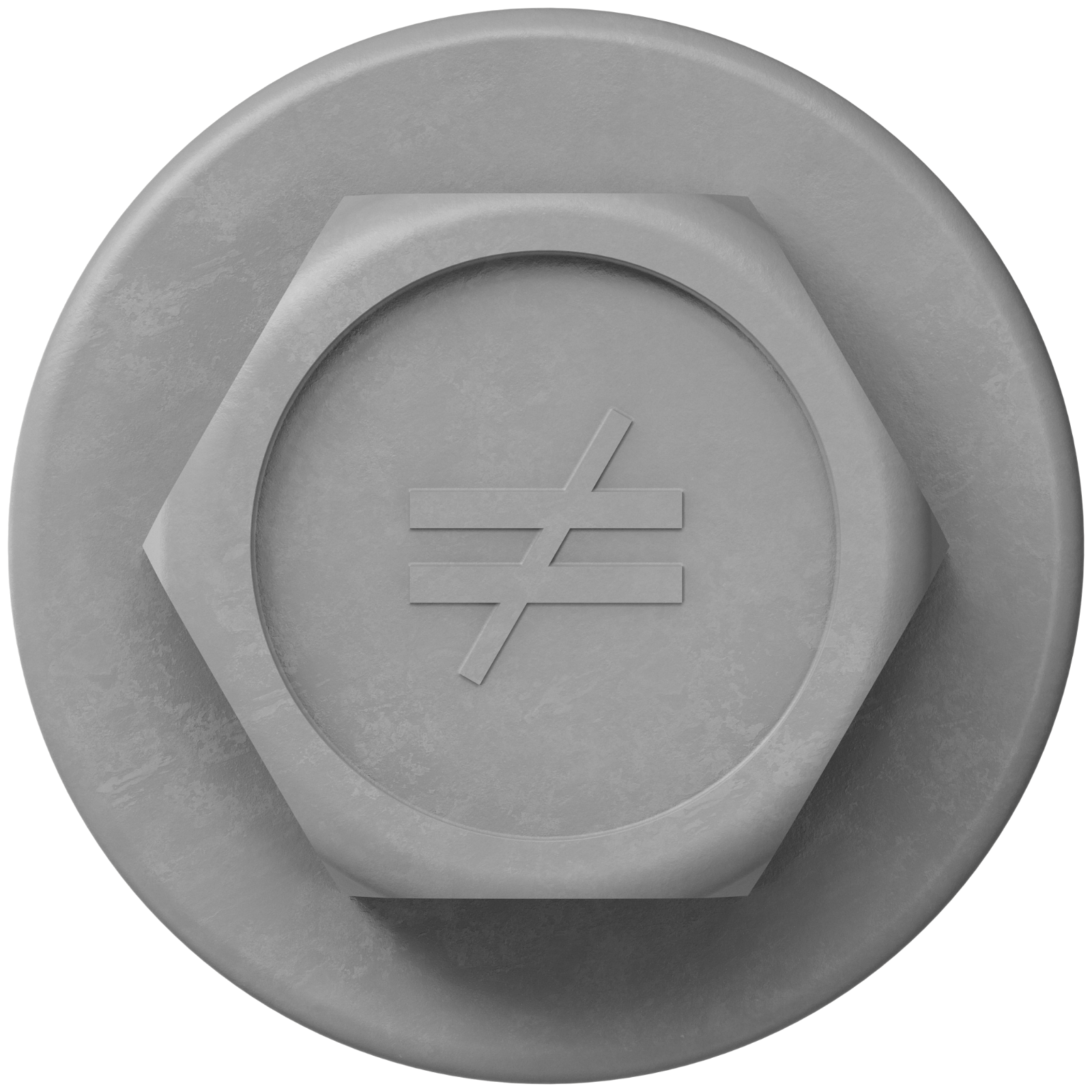 Gray concrete screw with a hex head on a white background