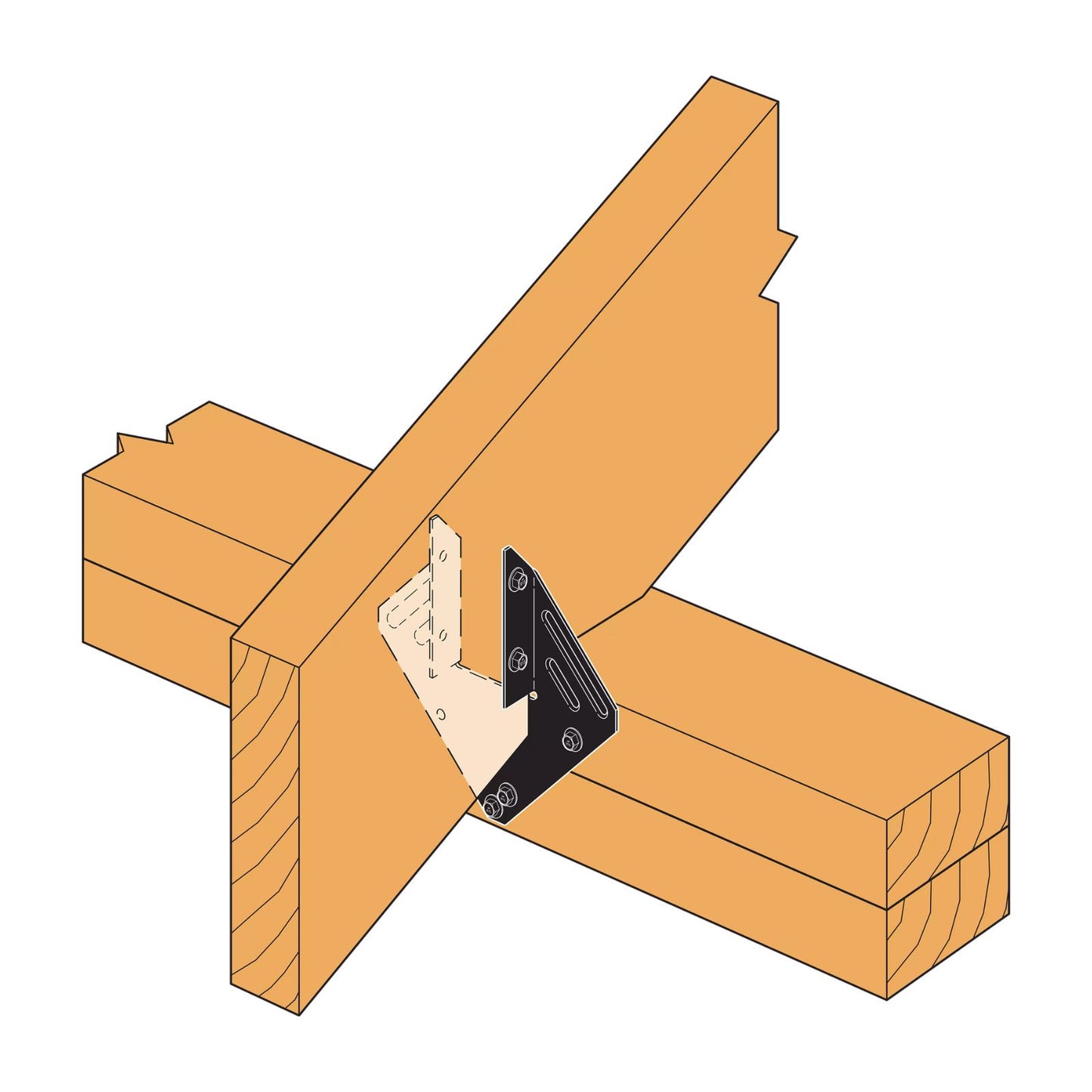 Simpson Strong-Tie H1APC Ornamental 18 Gauge Hurricane Tie - Black Powder Coat, ZMAX Installation Illustration
