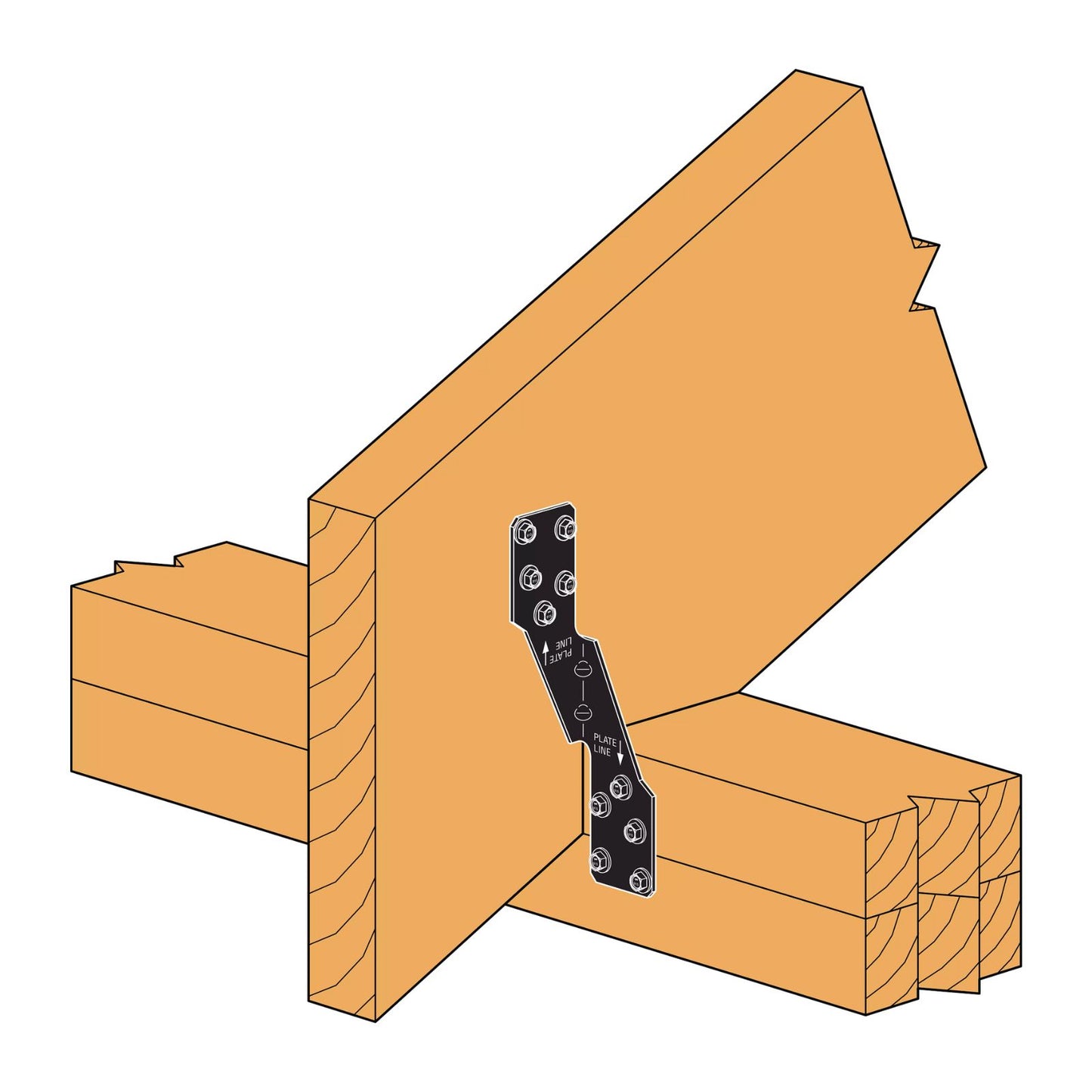 Simpson Strong-Tie H2.5APC 18 Gauge Ornamental Hurricane Tie - Black Powder Coat, ZMAX Installation illustration