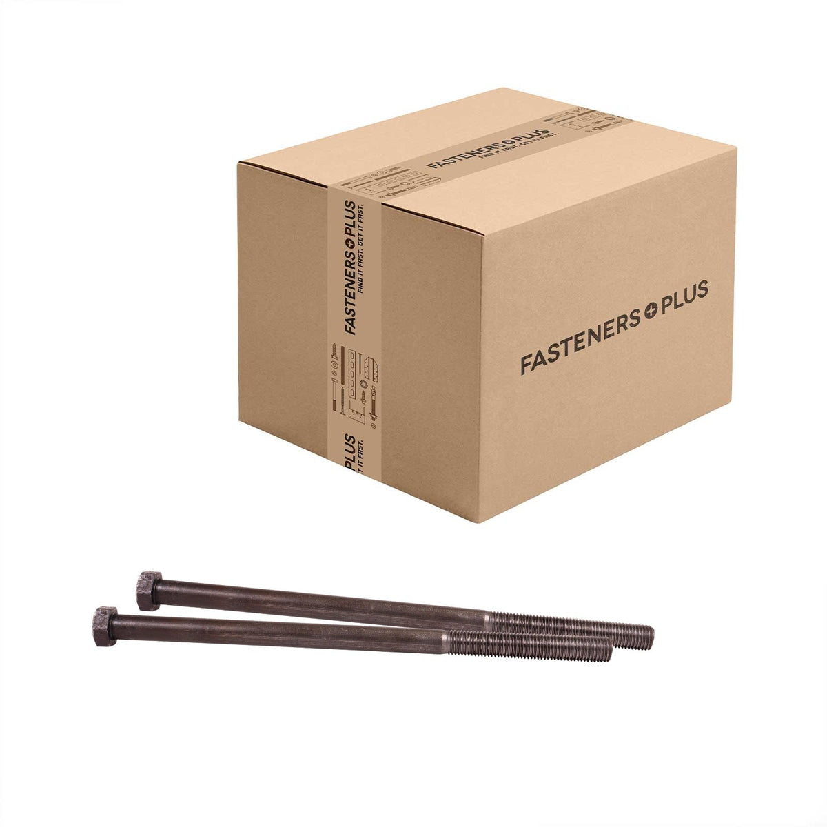 Conquest 1" x 19" A307 Grade A Hex Bolt with 6" Thread - Plain - Carton of 12