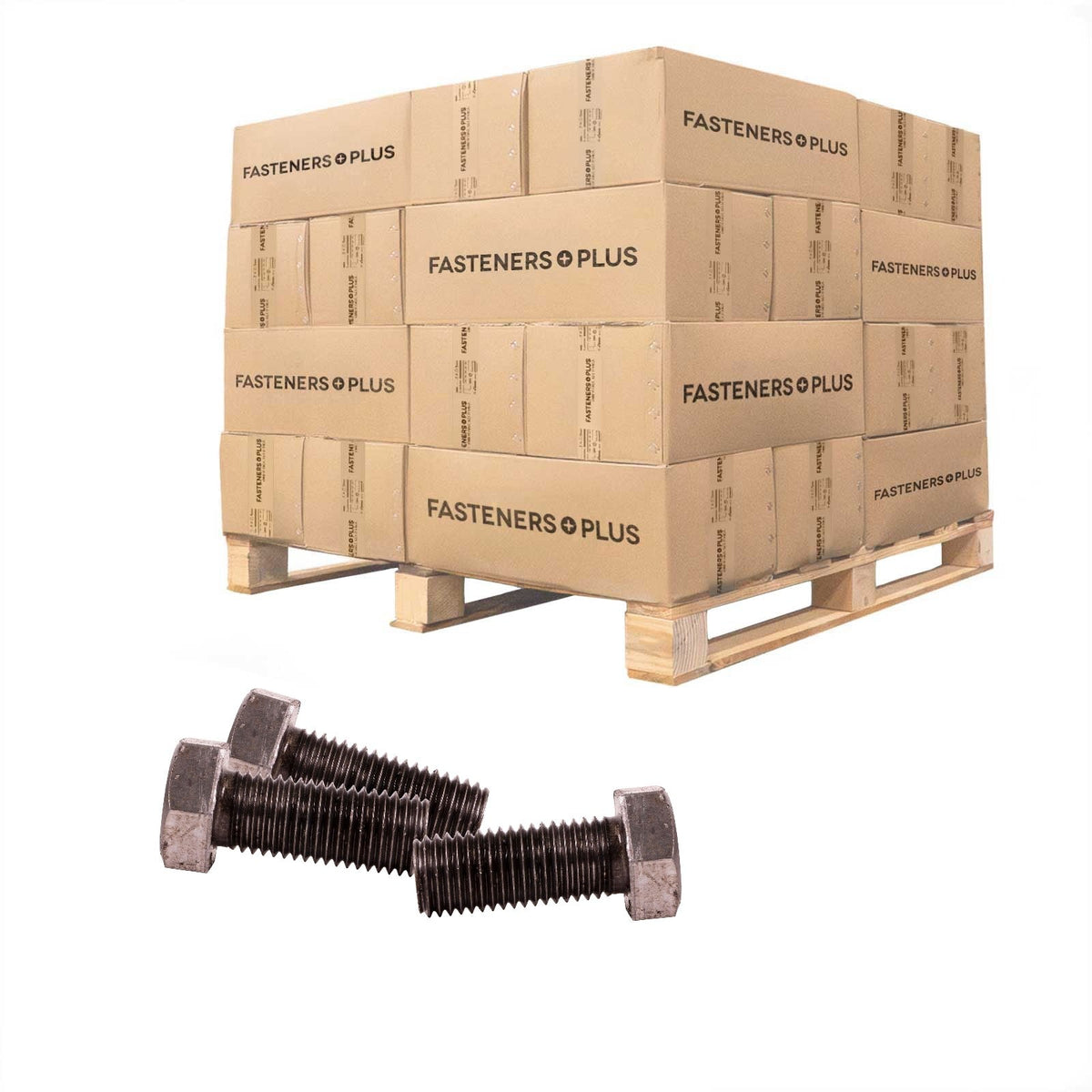 Conquest 1" x 2-1/2" A307 Grade A Fully Threaded Hex Bolt - Plain - Pallet of 2,880