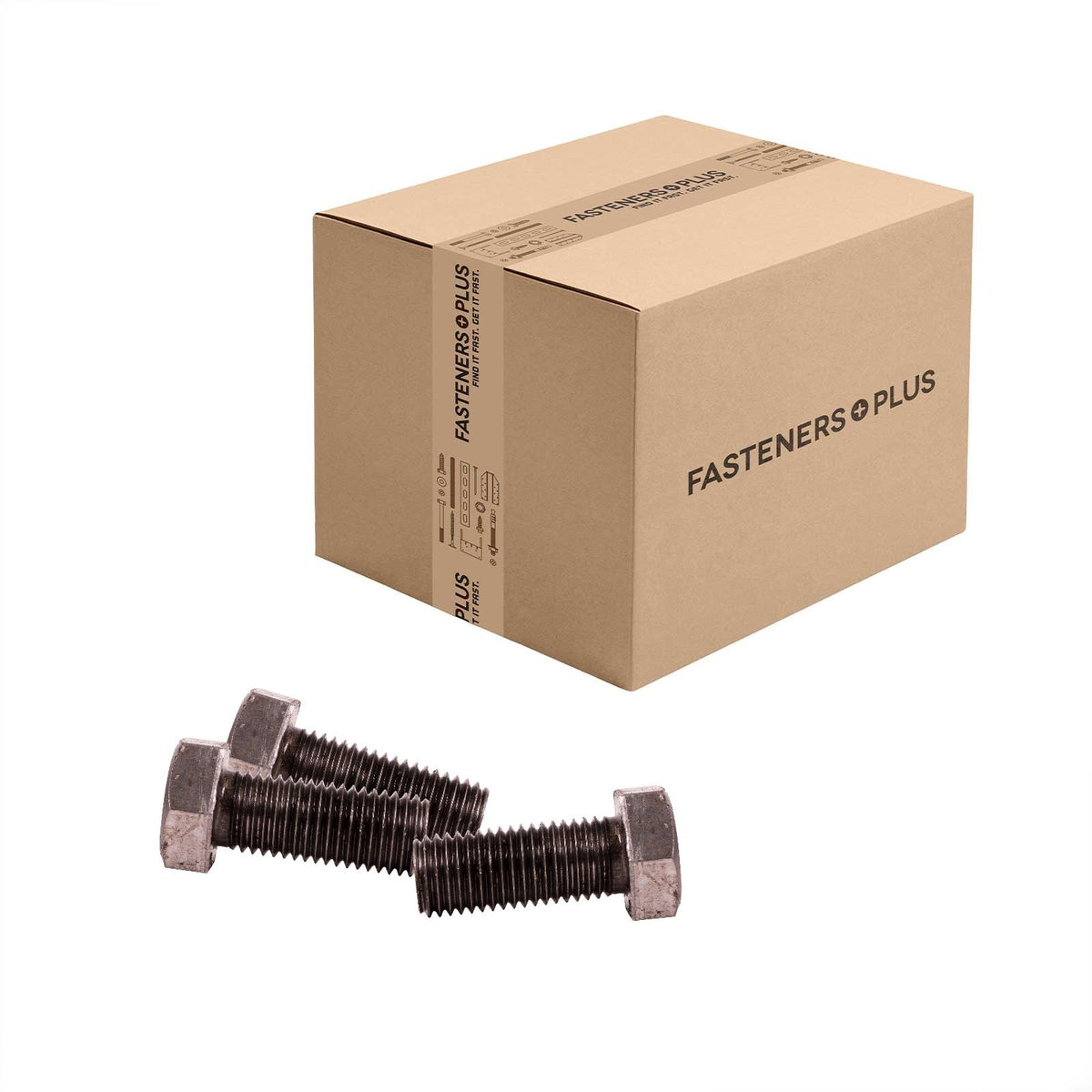 Conquest 1" x 2-1/2" A307 Grade A Fully Threaded Hex Bolt - Plain - Carton of 80