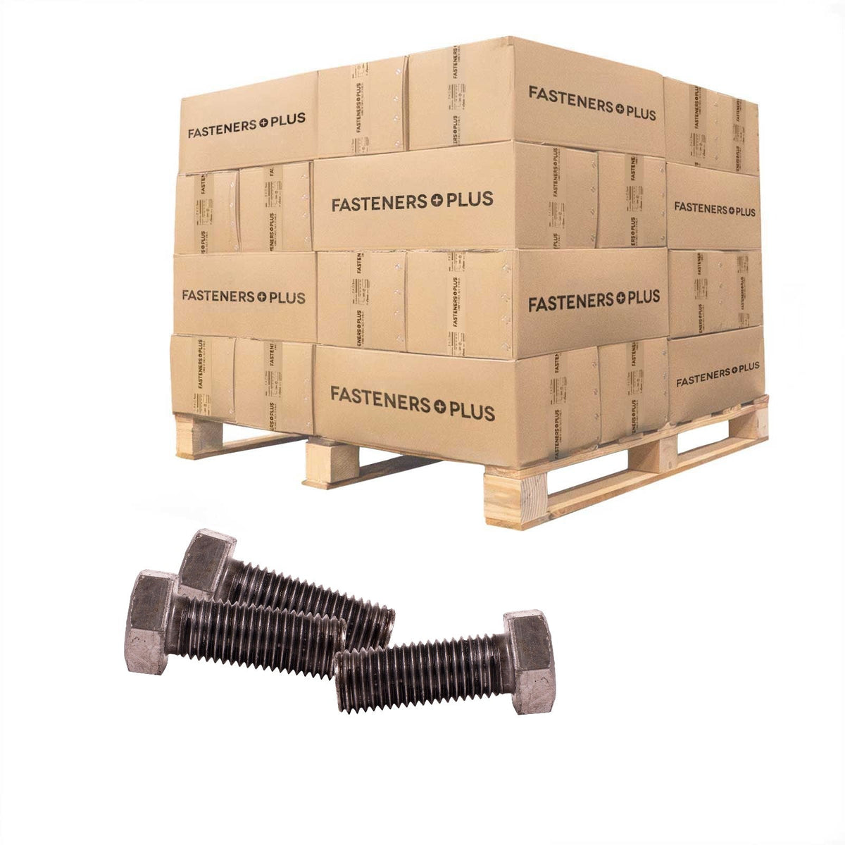 Conquest 1" x 2-3/4" A307 Grade A Fully Threaded Hex Bolt - Plain - Pallet of 2,520