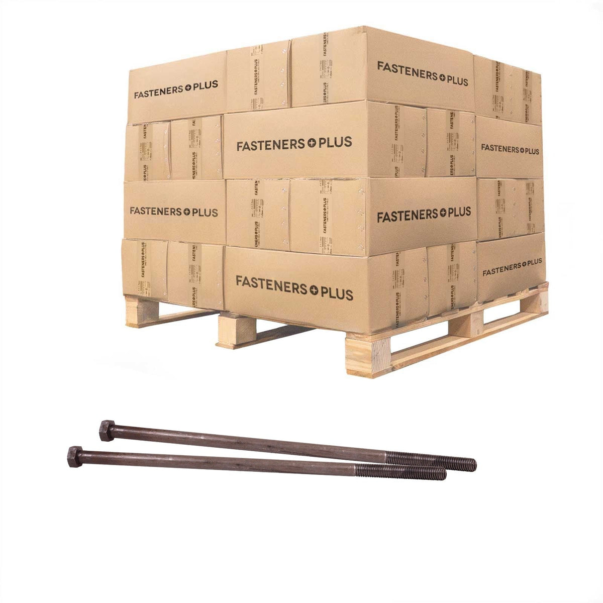 Conquest 1" x 26" A307 Grade A Hex Bolt with 6" Thread - Plain - Pallet of 240