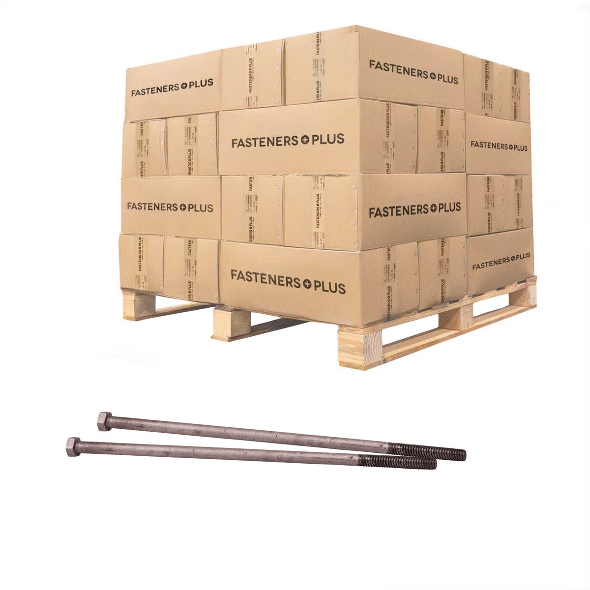 Conquest 1" x 28" A307 Grade A Hex Bolt with 6" Thread - Plain - Pallet of 216