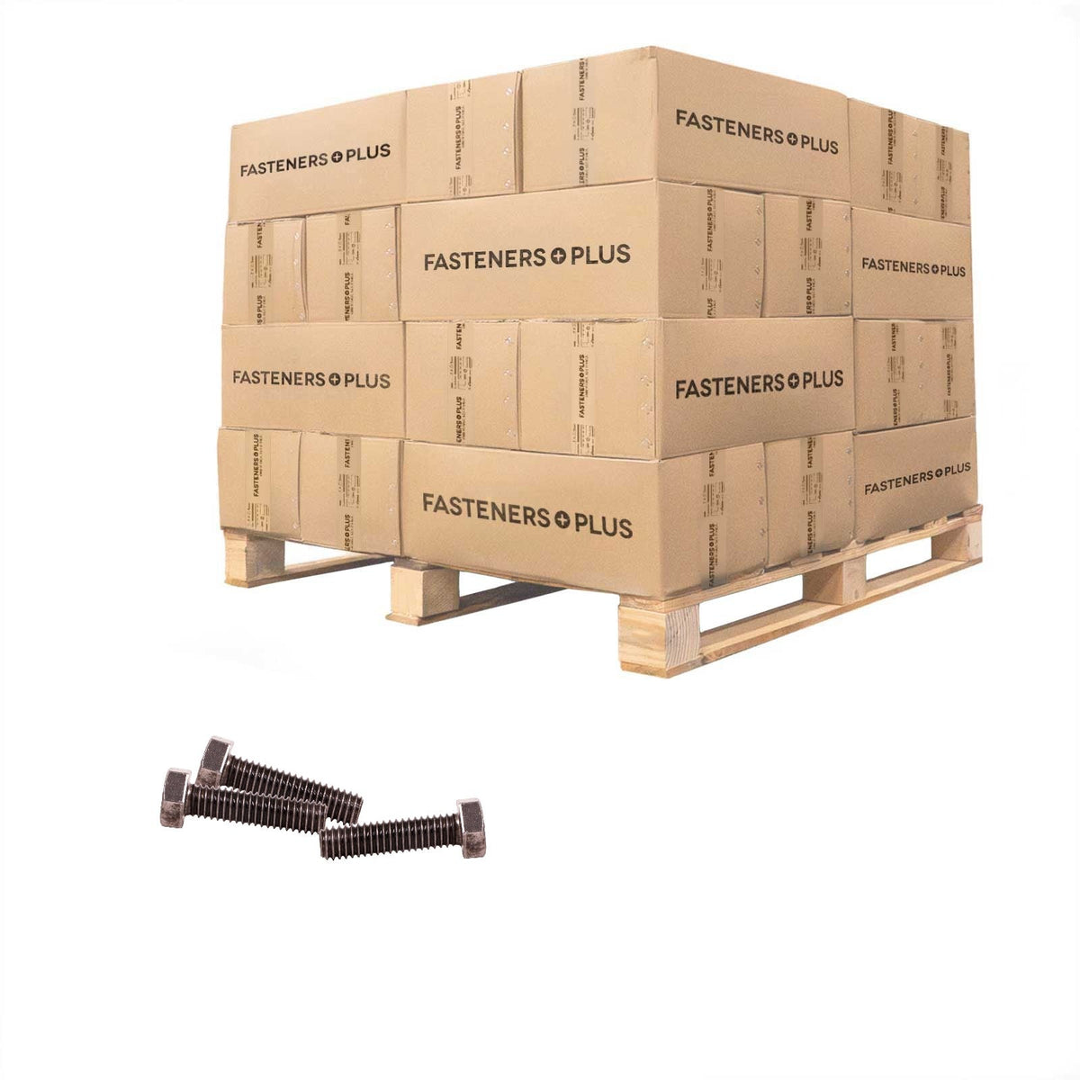 Conquest 5/16" x 1-1/4" A307 Grade A Fully Threaded Hex Bolt - Plain - Pallet of 64,800