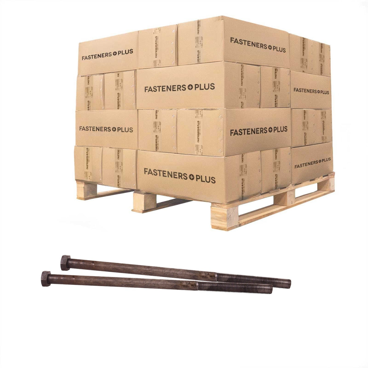 Conquest 7/8" x 19" A307 Grade A Hex Bolt with 6" Thread - Plain - Pallet of 600