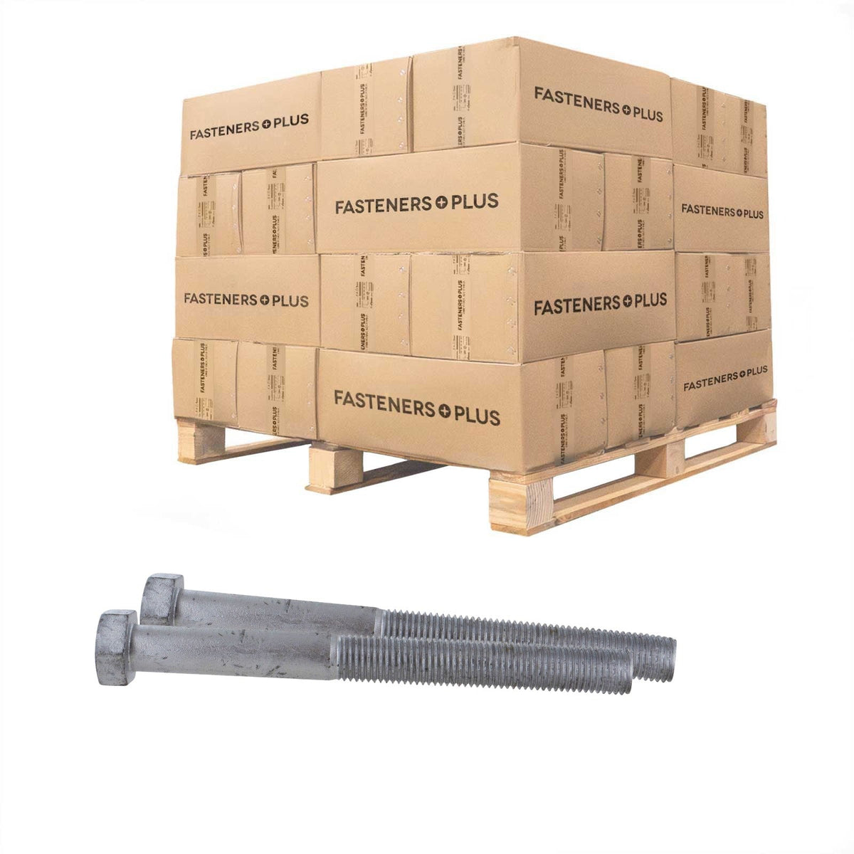Conquest 1" x 10-1/2" A307 Grade A Hex Bolt with 6" Thread - Hot Dip Galvanized - Pallet of 1,200