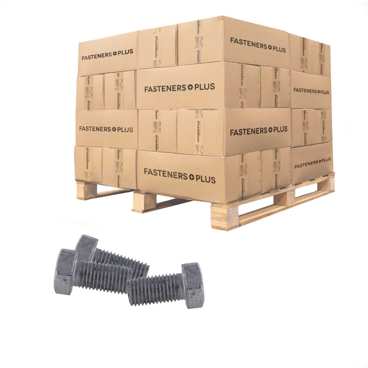 Conquest 1" x 2" A307 Grade A Fully Threaded Hex Bolt - Hot Dip Galvanized - Pallet of 2,160