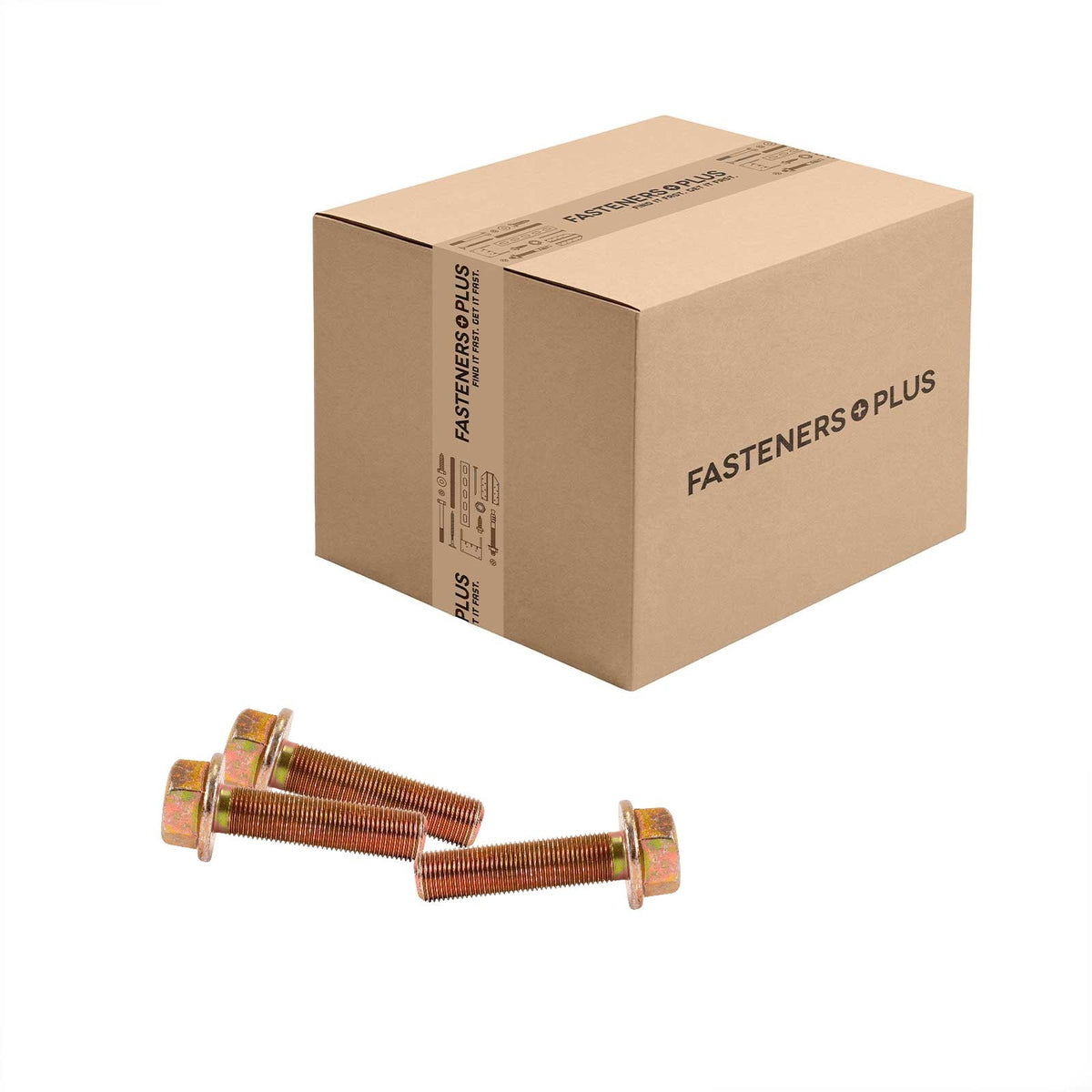 Conquest 5/8" x 2-1/2" Grade 8 Non-Serrated Fine Thread Flange Bolt - Zinc Yellow - Carton of 120