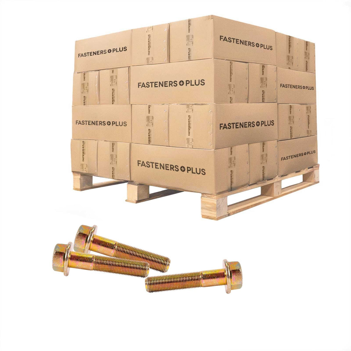 Conquest 5/8" x 3" Grade 8 Non-Serrated Fine Thread Flange Bolt - Zinc Yellow - Pallet of 3,240