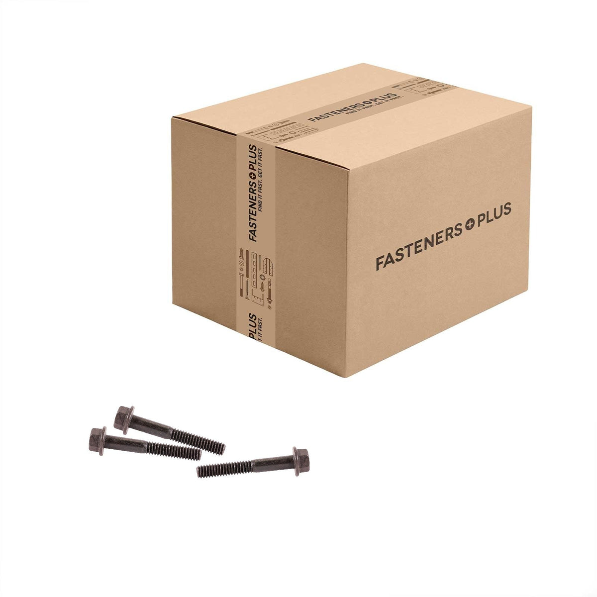 Conquest 1/4" x 1-3/4" Grade 8 Indented Flange Bolt - Plain - Carton of 1,200