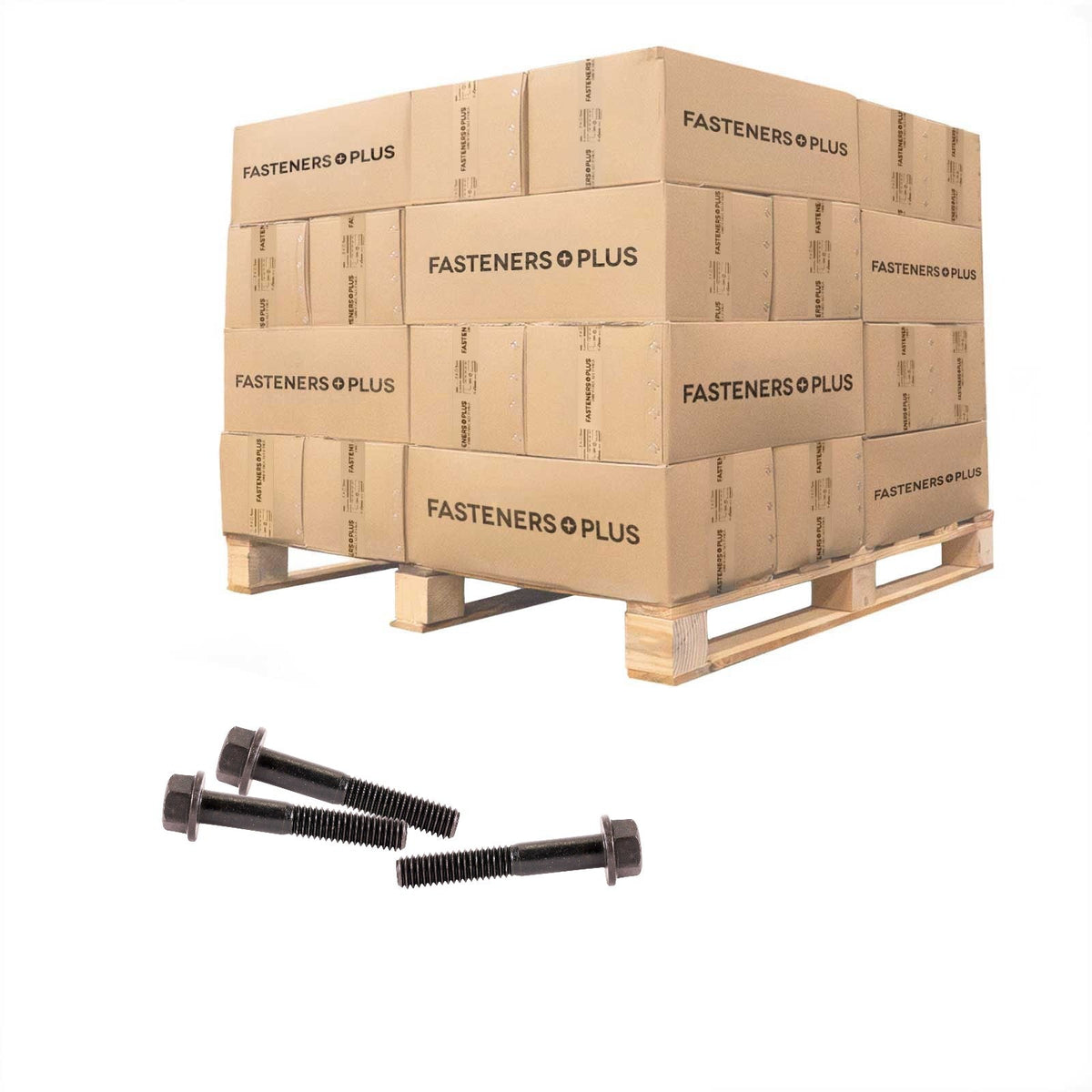 Conquest 3/8" x 2-1/4" Grade 8 Indented Flange Bolt - Plain - Pallet of 14,400