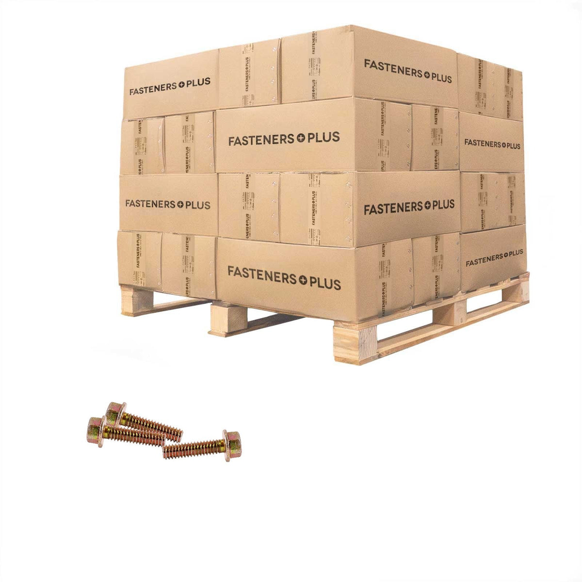 Conquest 1/4" x 1" Grade 8 Non-Serrated Flange Bolt - Zinc Yellow - Pallet of 72,000