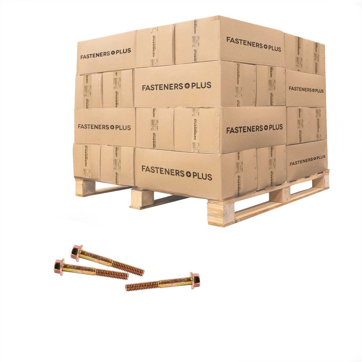 Conquest 1/4" x 2" Grade 8 Non-Serrated Flange Bolt - Zinc Yellow - Pallet of 39,600