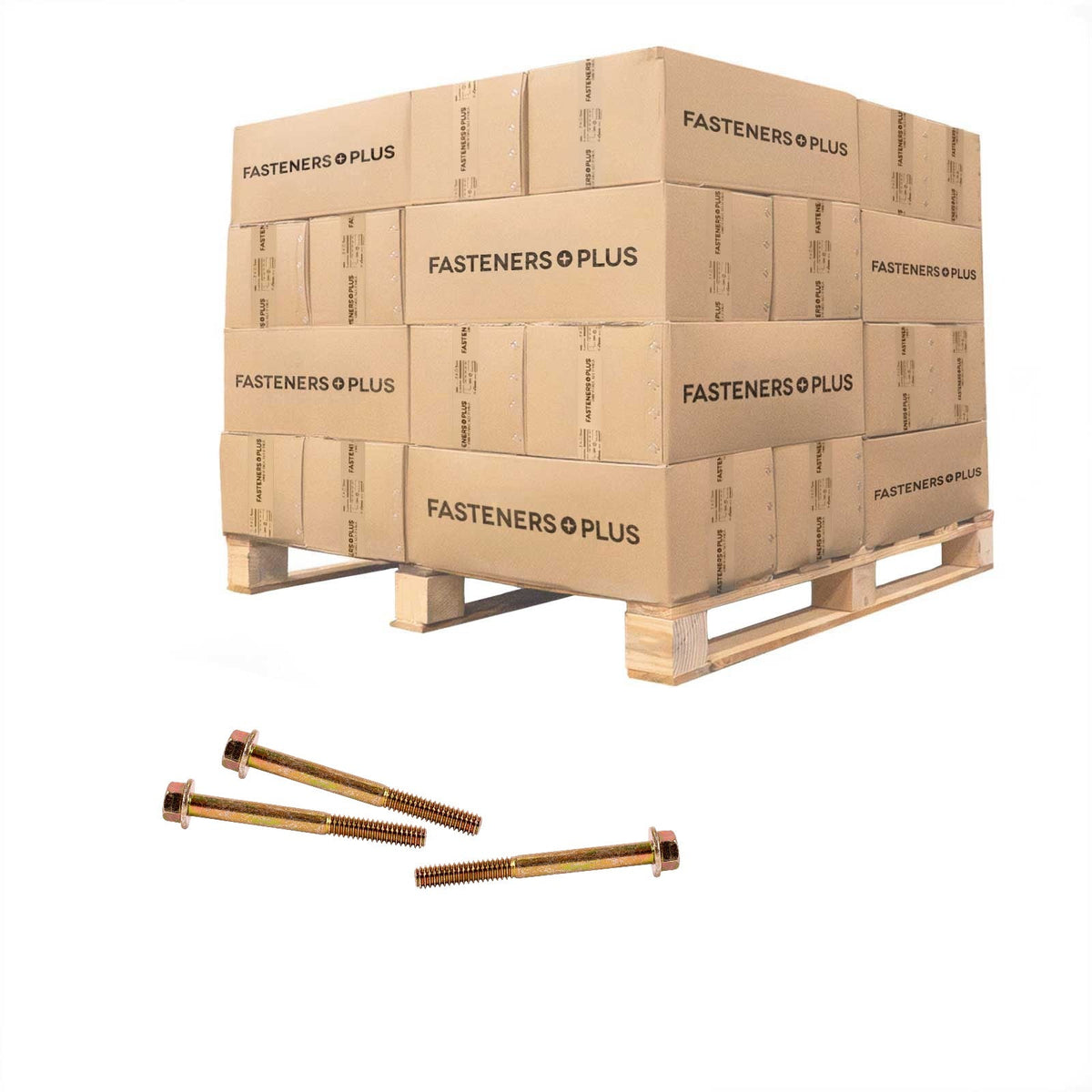 Conquest 1/4" x 2-1/2" Grade 8 Non-Serrated Flange Bolt - Zinc Yellow - Pallet of 32,400