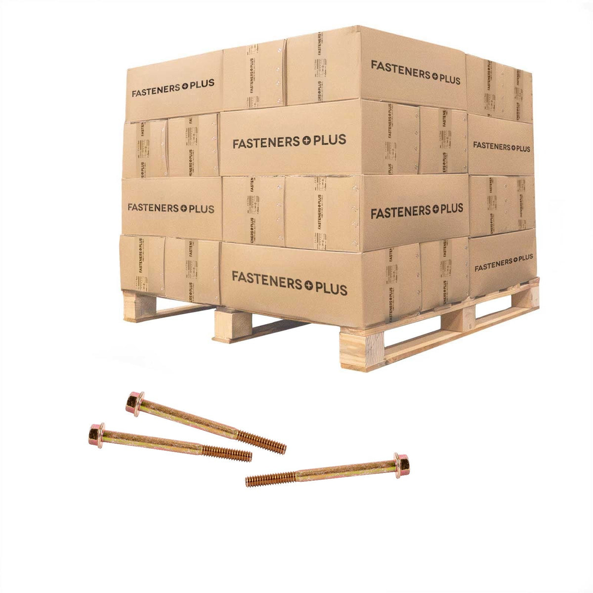 Conquest 1/4" x 3" Grade 8 Non-Serrated Flange Bolt - Zinc Yellow - Pallet of 27,000