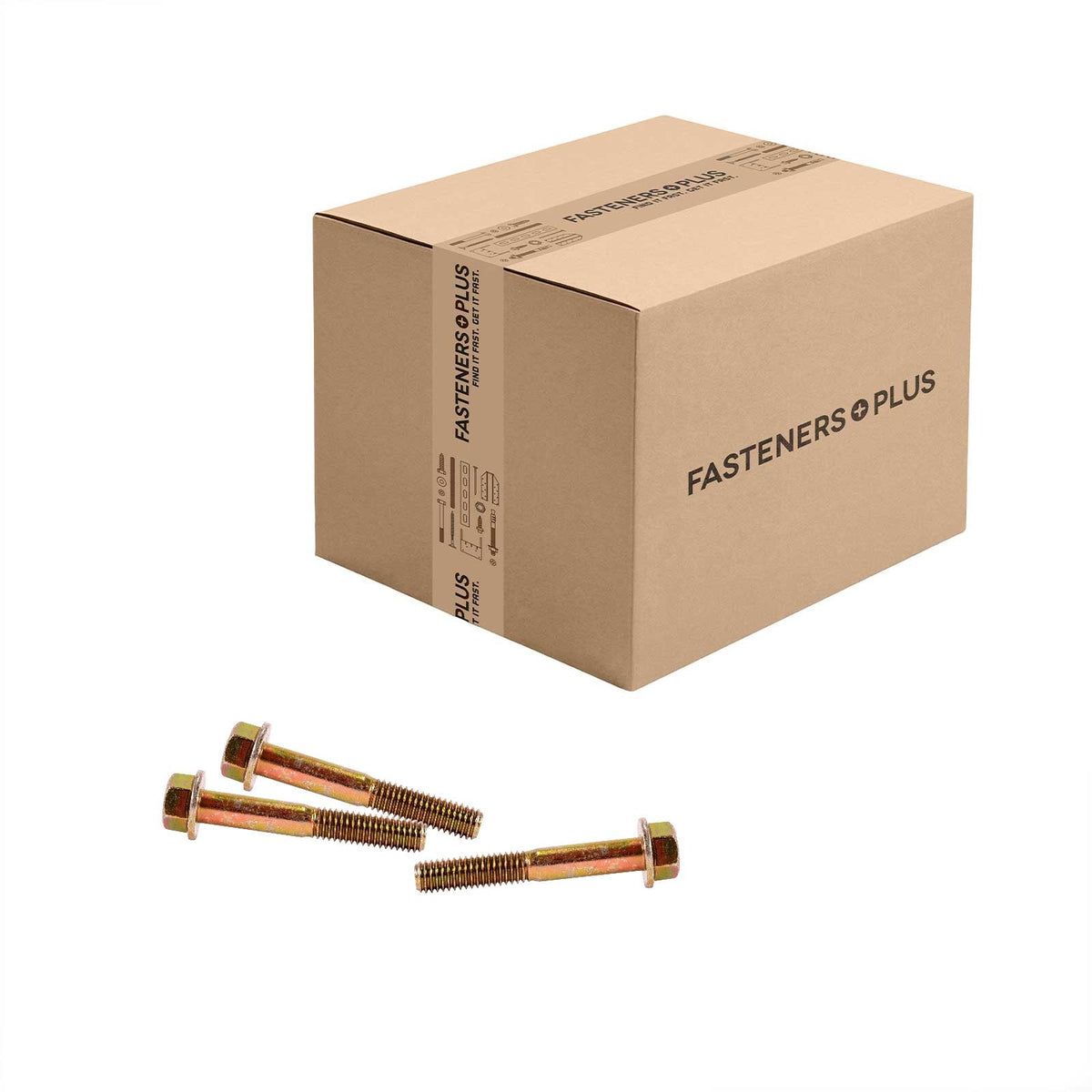 Conquest 3/8" x 2-1/2" Grade 8 Non-Serrated Flange Bolt - Zinc Yellow - Carton of 375