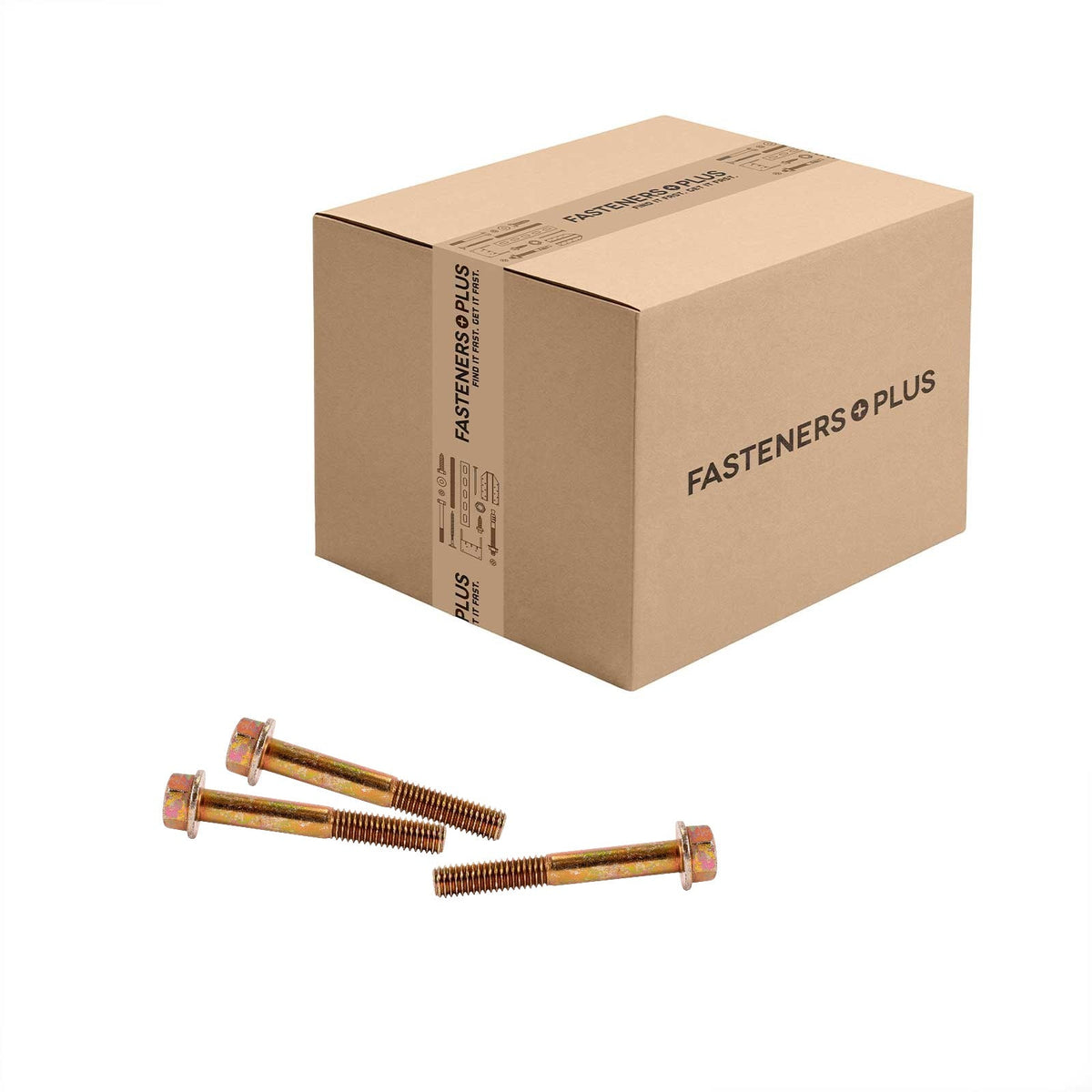 Conquest 3/8" x 2-3/4" Grade 8 Non-Serrated Flange Bolt - Zinc Yellow - Carton of 350