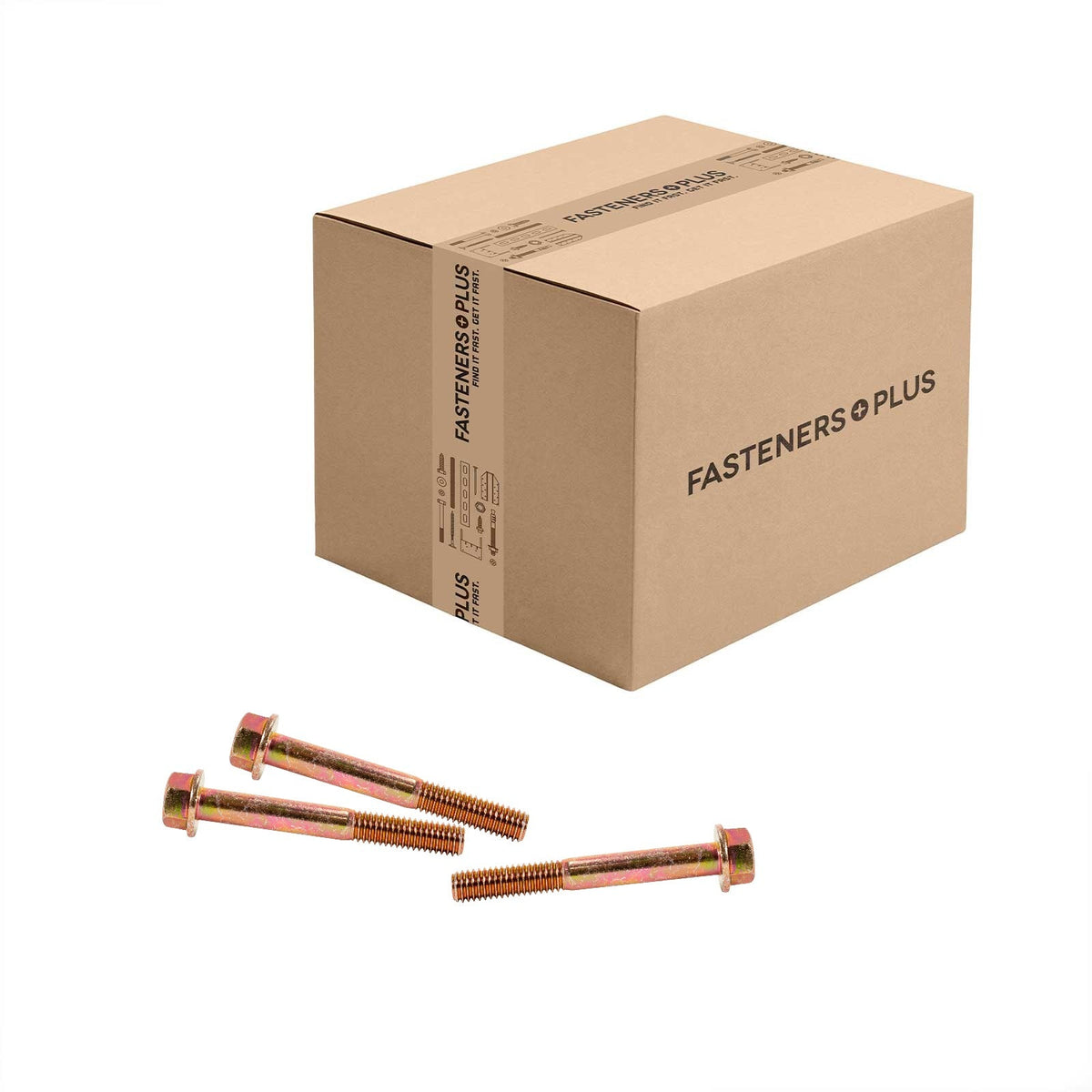 Conquest 3/8" x 3" Grade 8 Non-Serrated Flange Bolt - Zinc Yellow - Carton of 300