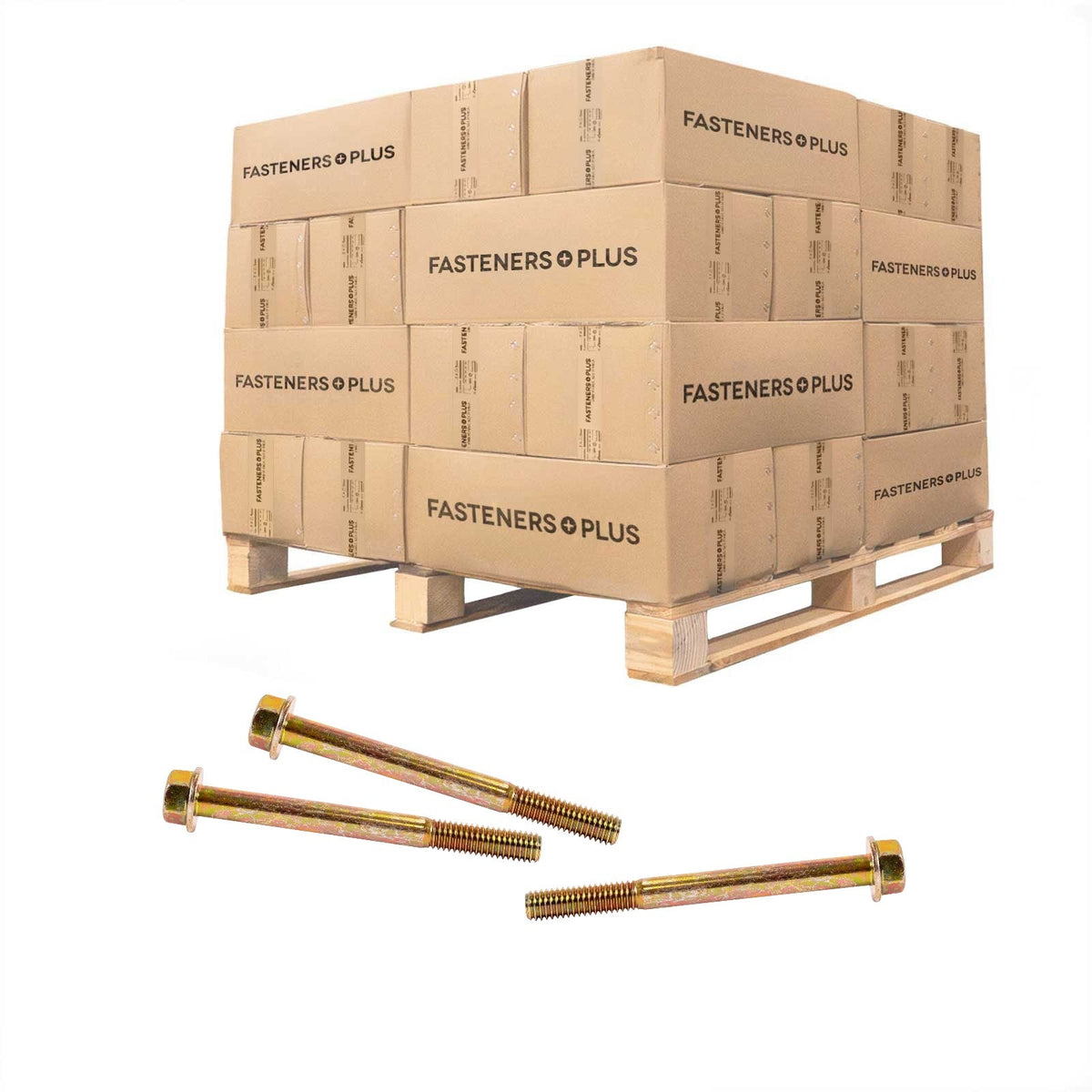 Conquest 3/8" x 4" Grade 8 Non-Serrated Flange Bolt - Zinc Yellow - Pallet of 9,000