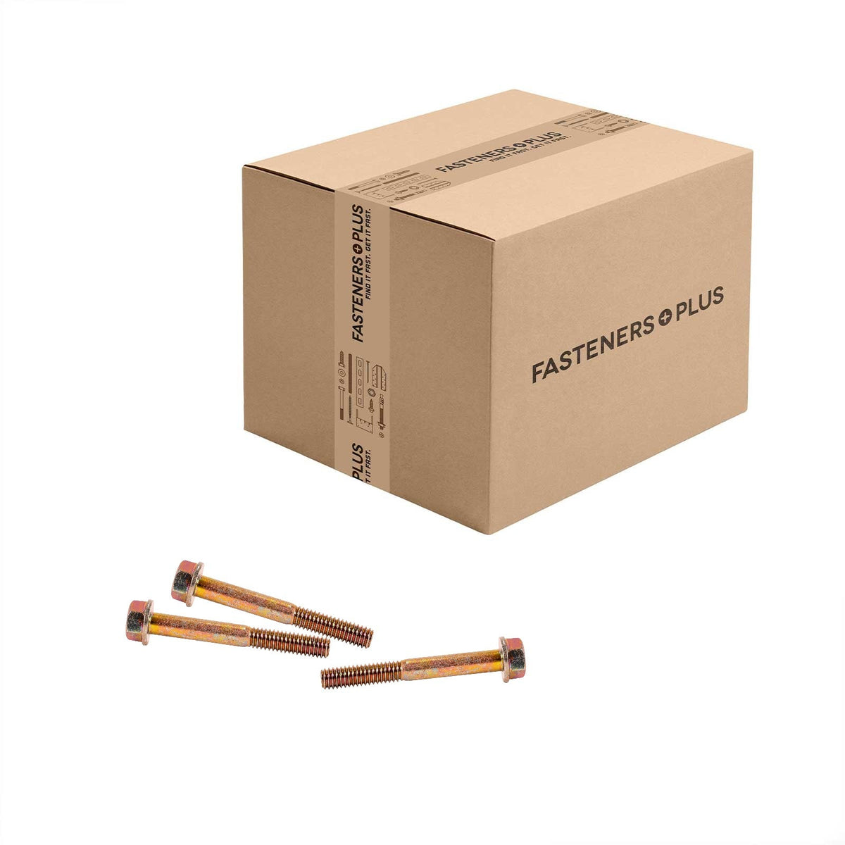 Conquest 5/16" x 2-1/2" Grade 8 Non-Serrated Flange Bolt - Zinc Yellow - Carton of 600