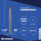 Hanger bolt with specifications on a blue background