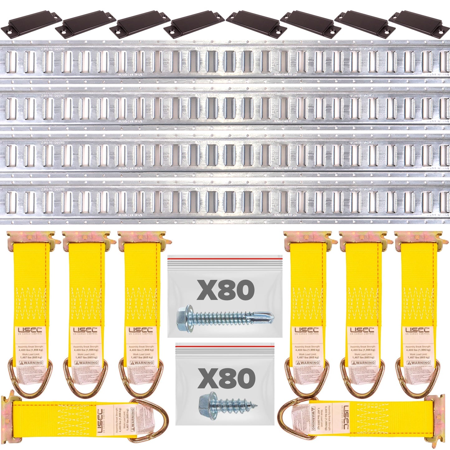 E Track Tie Down Rail Kit | Yellow