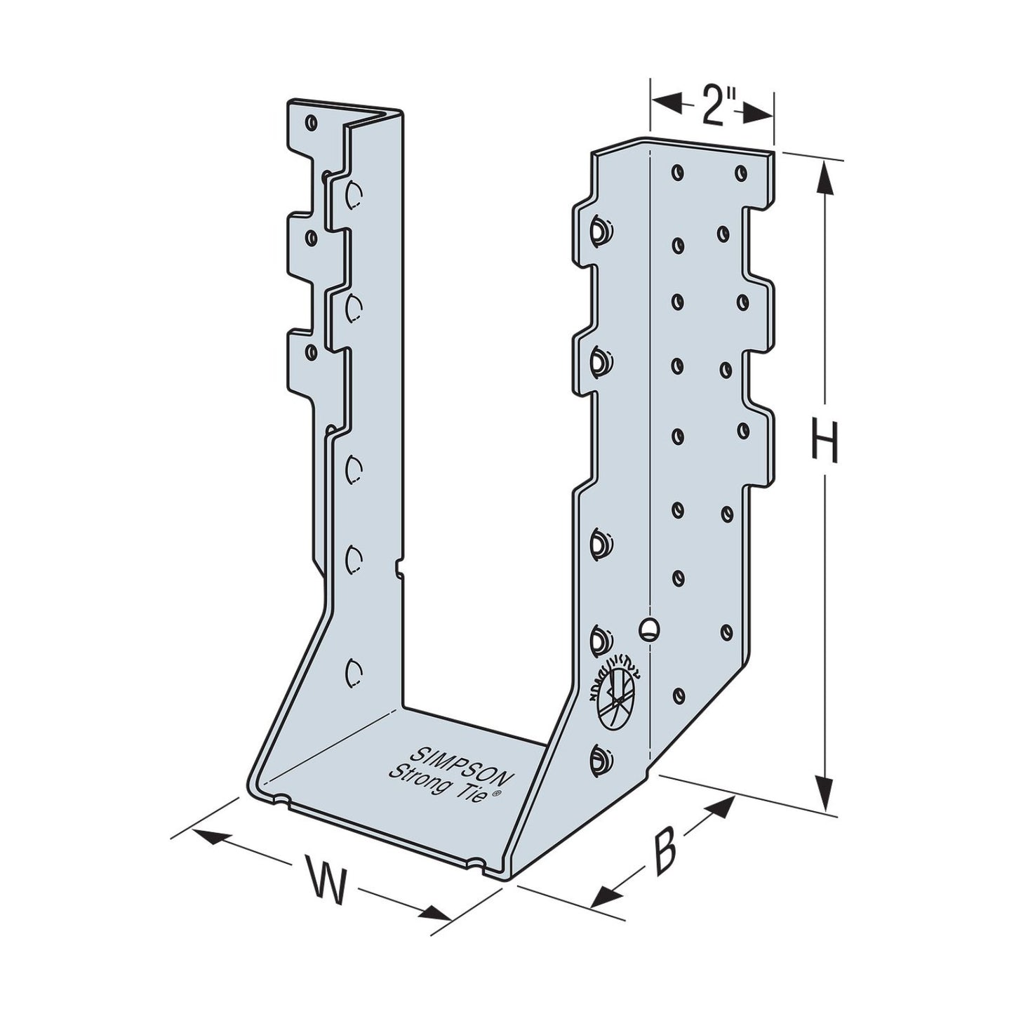 Simpson Strong-Tie HHUS Extra-Heavy U-Shaped Hanger with Double-Shear Nailing